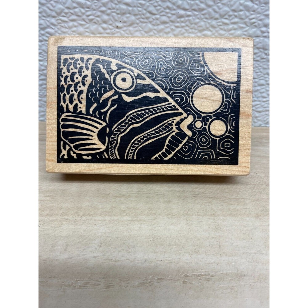 Inkadinkado Wood Mounted Rubber Stamp Parrot Fish